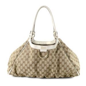 GUCCI CANVAS HOBO WITH SILVER HARDWARE